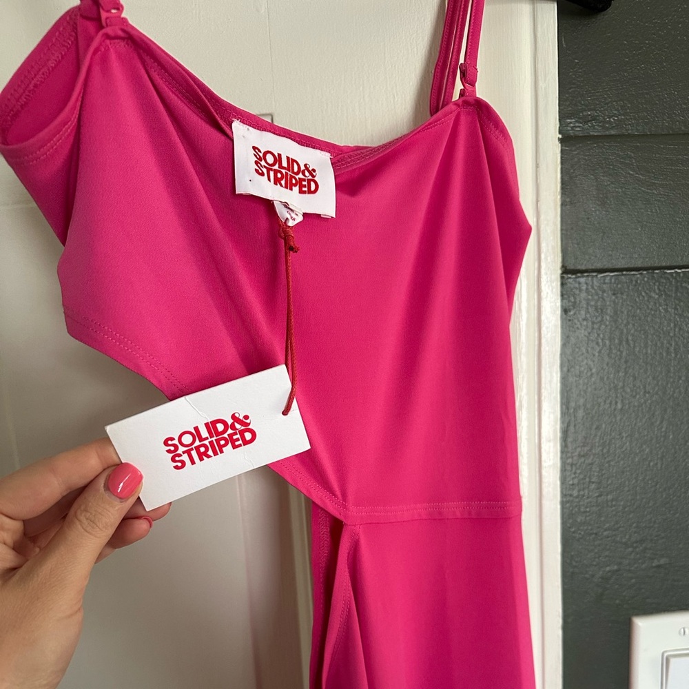 Solid & Striped Cameron Dress Hibiscus Pink Cut Out Midi Dress Medium New w Tags - Picture 7 of 10